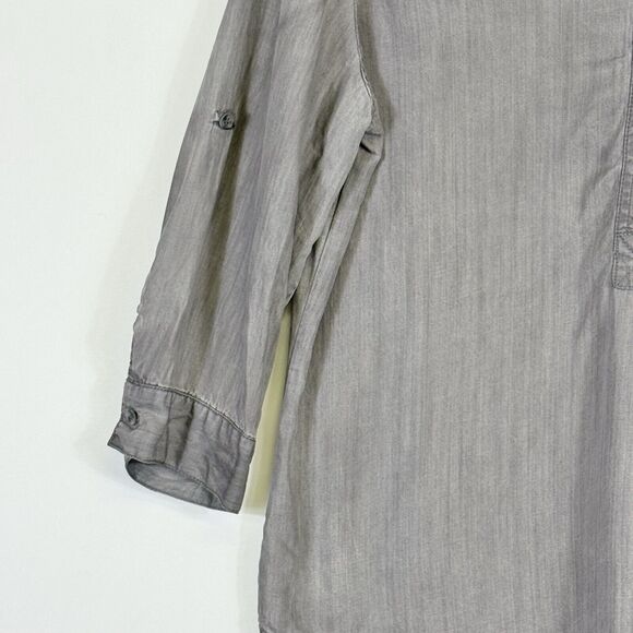 Hester & Orchard Washed Grey Tencel 3/4 Sleeve Shirt Top Tunic Women's Medium - Picture 3 of 6